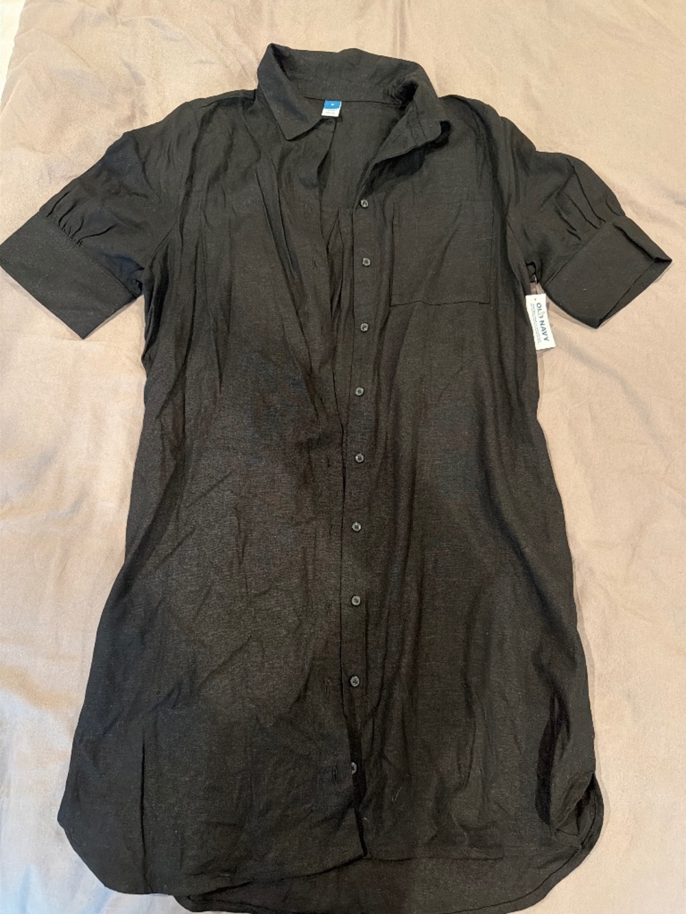 Old Navy Black Button-Front Shirt Dress – Size M – NWT